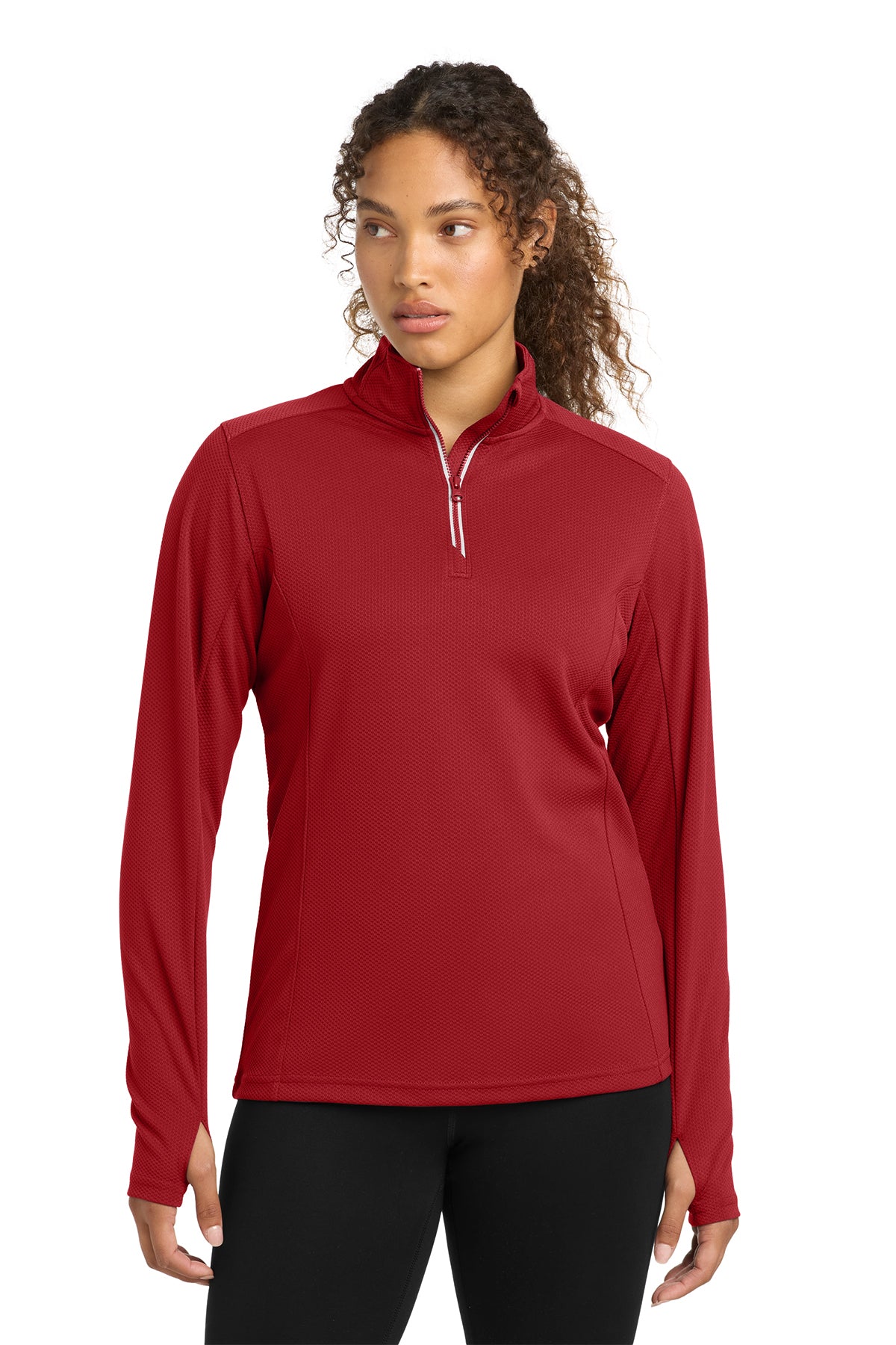 LST860 Sport-Tek® Women's Sport-Wick® Textured 1/4-Zip Pullover