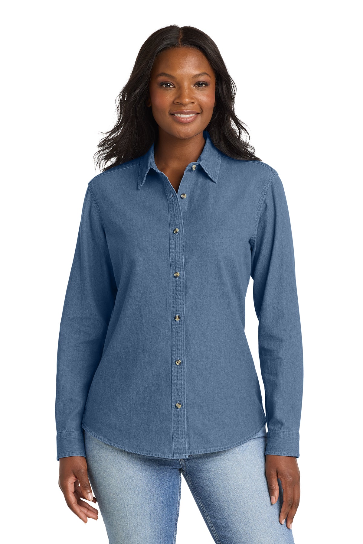 LSP10 Port & Co™ Women's Long Sleeve Value Denim Shirt
