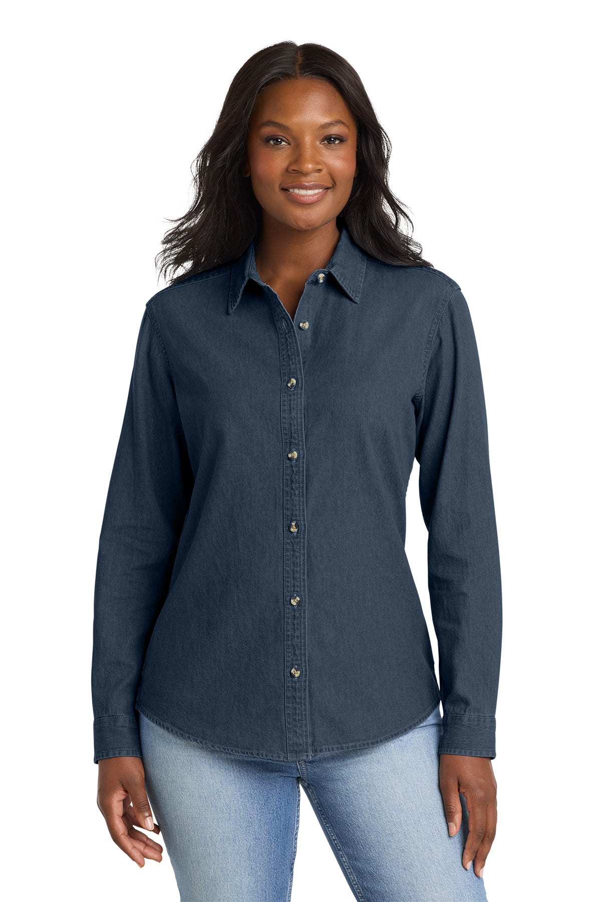 LSP10 Port & Co™ Women's Long Sleeve Value Denim Shirt