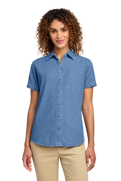LSP11 Port & Co™ Women's Short Sleeve Value Denim Shirt